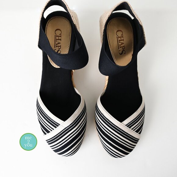 Chaps Navy & Tan Wedge Shoes - Size 9 - Picture 1 of 8
